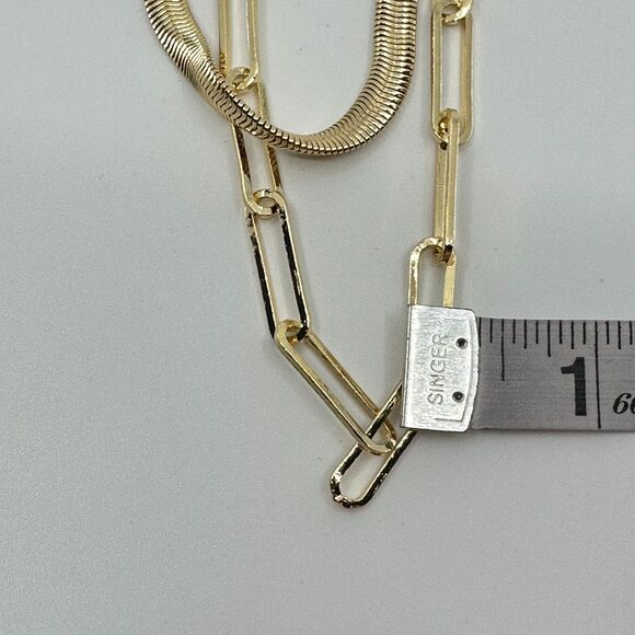 Sugarfix By Baublebar Necklace Omega Chain Link Layered Gold Tone - Picture 9 of 10